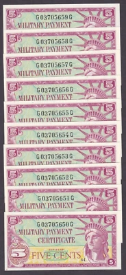 [UNC 10 Notes] MPC 591 Series 5 Cents S861-1  G03705650G-59G [013-3] - Image 1 of 4