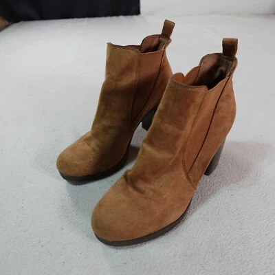 American Eagle Tacones Mujer 9.5 Marrón Gamuza Gruesas Botas Chelsea Y2K Elegante Foto 1 de 4