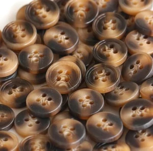 100PCS Small Round Resin Buttons 4 Holes Dark Brown 11.5mm - Picture 1 of 6
