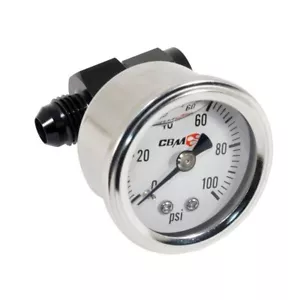 CBM-FP192-08-KIT-W CBM INLINE -8AN TO -8AN 1/8" NPT PRESSURE GAUGE 0-100 PSI - Imagen 1 de 2
