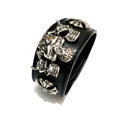 Bikerarmband Armband Gothic Leder Look Rock Punk Totenkopf Armschmuck - Bild 1 von 3