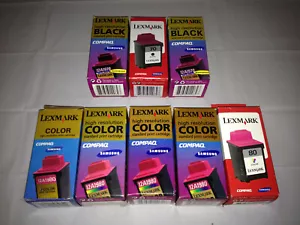 LEXMARK 70 & 80 3 Black & 5 Color Ink Cartridge Lot 12A1970, 12A1980 - Picture 1 of 5