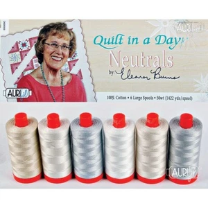 AURIFIL 50wt QUILT IN A DAY NEUTRALS Thread 6 SPOOLS 100% Cotton 1422 yds ea - Picture 1 of 1