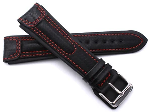 RIOS1931 Sulla Monza Leather Watch Strap with Carbon Embossing 20mm 22mm 24mm - Picture 1 of 4