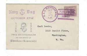 F- 1933 USS Whippoorwill, Pearl Harbor Honolulu Hawaii, with Navy Day Cachet - Picture 1 of 1