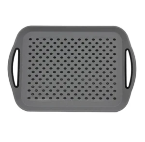 Anti Slip Serving Trays Rubber Grip Handle Non Slip Dinner Lap Tray-Grey - Picture 1 of 3