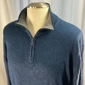 Northern Isles silk cashmere blend blue quarter zip sweater L - Picture 1 of 8