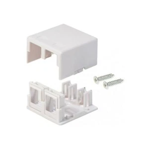Paquete de 20 cajas de montaje en superficie 2 puertos doble orificio Keystone Jack Cat5e / Cat6 blanco - Imagen 1 de 3