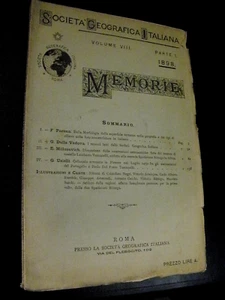 SOCIETA' GEOGRAFICA ITALIANA volume VIII parte I del 1898 - MEMORIE - Imagen 1 de 1