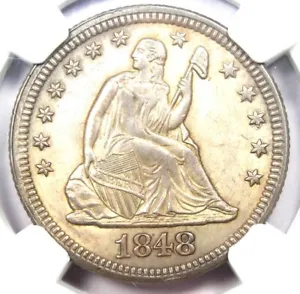 1848 Seated Liberty Quarter 25C - Certified NGC Uncirculated Details (UNC MS) - Picture 1 of 4