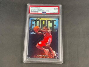 1997-98 TOPPS FINEST ALLEN IVERSON #143 REFRACTOR W/ COATING 379/1090 PSA 9 MINT