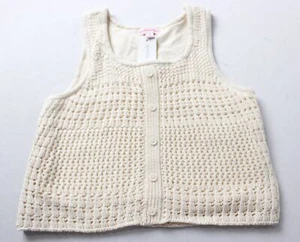 Design History Girls Sleeveless Daffodil Crochet Top AC2 Vanilla Small NWT - Picture 1 of 3