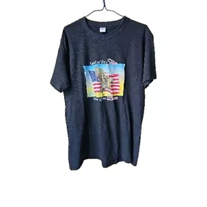 Camiseta negra "Land of the Free Home of the Brave" para hombre L Flag & Eagle - Imagen 1 de 5