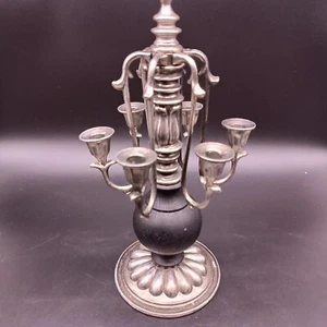 Ornate Six Arm Candelabra | Silver and Wood | Downton Abbey Style - Picture 1 of 7