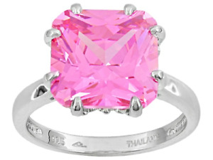 Bella Luce 7.25 Pink CZ Princess Cut Solitaire in Rhodium coated sterling silver
