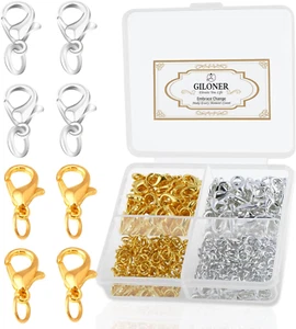 12MM Lobster Claw Clasps for Jewelry Making with 5MM Open Jump Rings, 300Pcs Cla - Picture 1 of 12