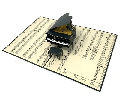 Tarjeta de felicitación emergente 3D piano música concierto gracias San Valentín cumpleaños Foto 1 de 4