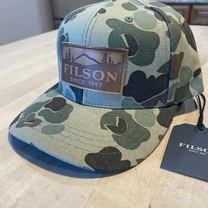 Gorra Filson Logger - Nueva con etiquetas - Arbusto claro camuflaje / Parche de cuero escénico - Imagen 1 de 16