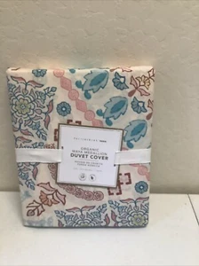 Pottery Barn Teen Pink Blue Organic Maya Medallion Duvet Cover Twin - Picture 1 of 3