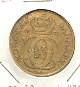 1925 Denmark 2 Kroner Aluminum Bronze Coin-KM#825.1 - Picture 1 of 4