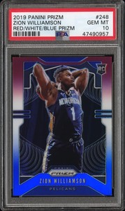 2019 Panini Prizm Zion Williamson Red White Blue Rookie RC #248 PSA 10 Gem Mint