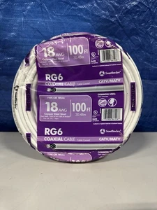Southwire 100' RG6 18 AWG Copper Clad Steel Dual Shield Coax Cable Bulk - New - Picture 1 of 4