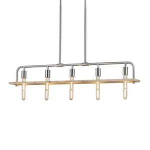 Justice Design Group ECO-8469-WOOD Bronx 5 Light 40"W Linear - Nickel - Picture 1 of 3