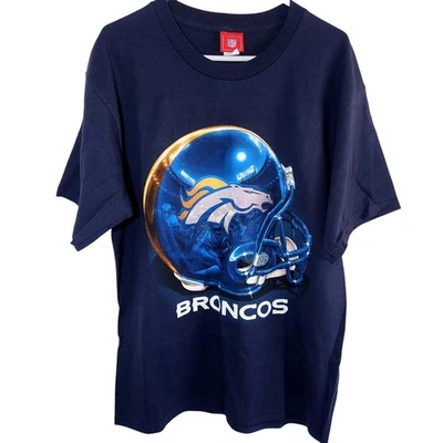 NFL Denver Broncos Graphic T-Shirt Mens Large Blue Football Helmet Logo - Image 1 of 4