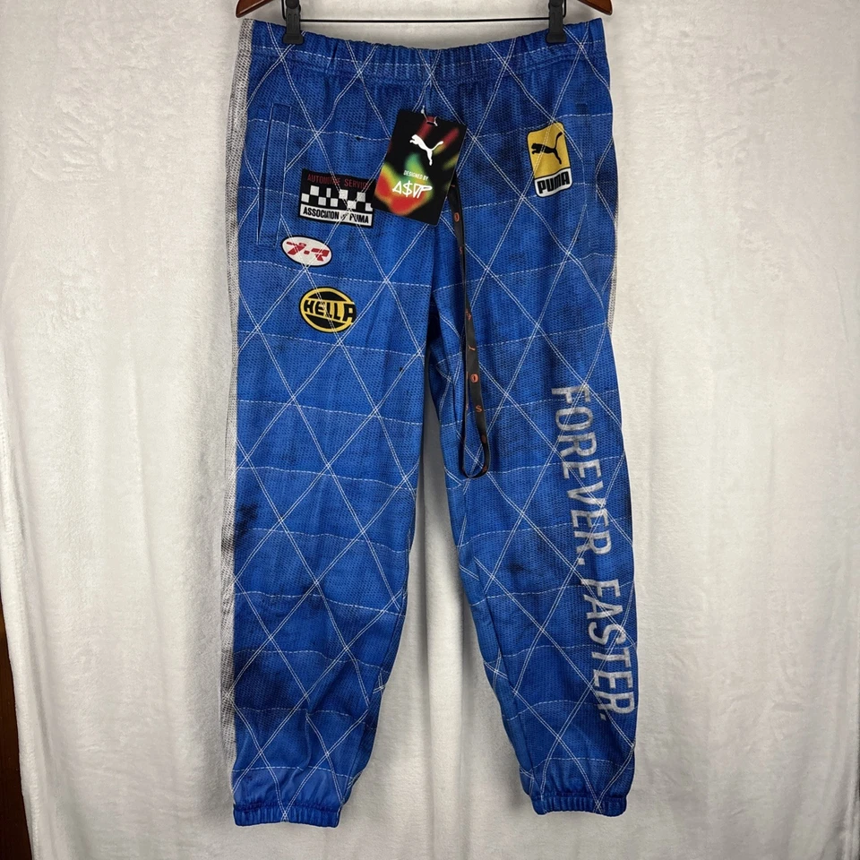 Puma x ASAP Rocky Quilted Sweatpants Clyde Royal Blue Men's Sz XL 631123-01