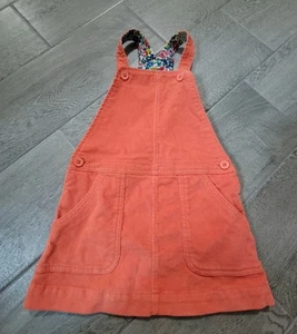 Mini Boden Orange Corduroy Jumper Dress Girls Cotton Flower Sz 5/6 - Picture 1 of 3
