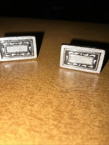 Sterling silver rectangle shaped men’s cufflinks mid-century modern design - Picture 1 of 3