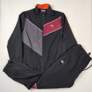 Lacoste Sport Track Suit Mens Large Black Red Set Jacket Pants Logo 2 Piece Set - Picture 1 of 22