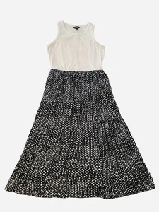 SIMPLY VERA By VERA WANG Ruffle Bottom Ribbed Top Black & White Maxi Dress SZ M - Picture 1 of 5