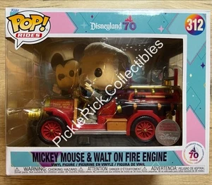 Funko Pop 2025 Mickey Mouse & Walt On Fire Engine 312 NIB In Soft Protector - Picture 1 of 4