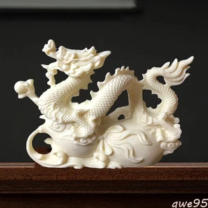Chinese Feng Shui White Dragon Statue Zodiac Auspicious Dragon Decor Accessories - Picture 1 of 7