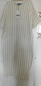 Zara Women's Dress Size L Cream Textured Jersey - Picture 1 of 4
