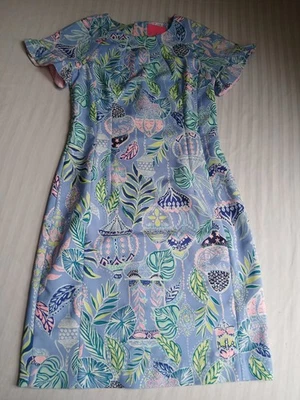 Vestido Lilly Pulitzer 2 Kerstin Elastizado Cambio Floral Dorado Cremallera Resort Crucero Nuevo Foto 1 de 4