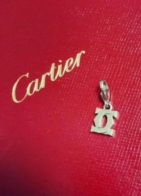 Portachiavi Cartier 2C Logo Bambino Charm Metallo Anello Argento Accessorio D... - Immagine 1 di 3