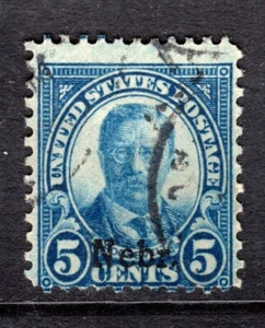 U.S.A.  #674 1929 5 Cent Roosevelt Nebraska   Deep Blue  F  Used SCV $15 - Picture 1 of 2