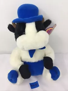 Peluche Kuddle Me Toys 12" mucca con cappello e fiocco vintage 1999. Nuovo con etichetta - Foto 1 di 7