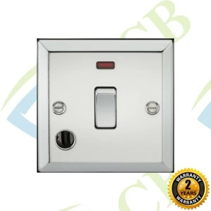 Bevelled Edge Polished Chrome 20A 1G DP Switch with Neon & Flex Outlet - Picture 1 of 1