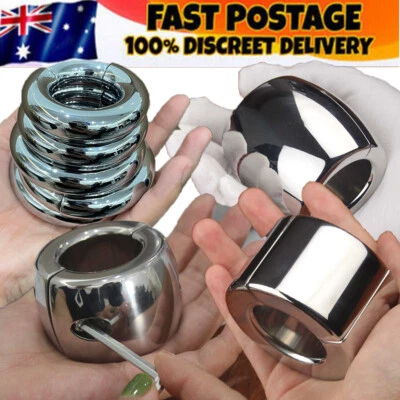 Stainless Steel Ball Stretcher Weight Magnetic Testicle Ring Enhancer Enhancing - image 1 of 4