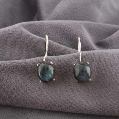 Pendientes de piedras preciosas de labradorita natural de plata de ley 925 hechos a mano joyas regalos Foto 1 de 4
