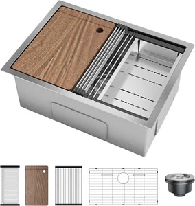 Undermount Kitchen Sink 23x18 Inch Stainless Steel Kitchen- Single Bowl Sinks - Picture 1 of 7