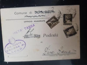 "ITALIA 1940 USATA COMUNE di LUGO ""META TASSA"" TESSERA (?) - Foto 1 di 1