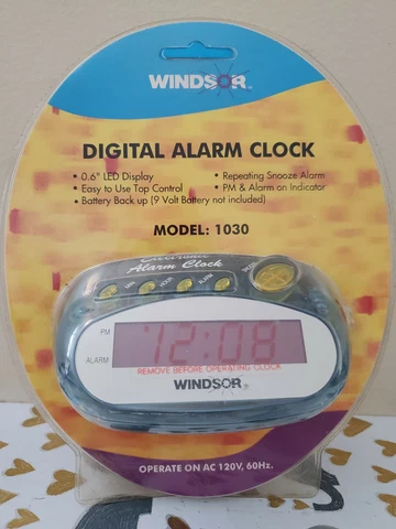 RARE NW 1996 Windsor Digital Alarm Clock Transparent Blue Neon Yellow Buttons 😎 Cover