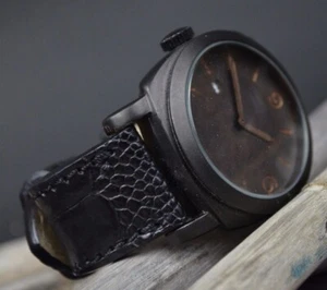 CORREA RELOJ 26 24 22 MM NEGRO MATE GENUINA PATA AVESTRUZ APTA PANERAI MA STRAP - Imagen 1 de 12