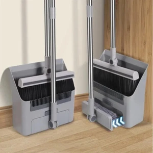 Combo 3-In-1 Broom and Dustpan Set Lightweight Upright Lobby Broom and Dust Pan  - Picture 1 of 11