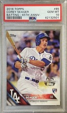 COREY SEAGER 2016 Topps Batting-65th Anniversary #85 PSA 10 GEM RC RARE Pop 10
