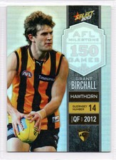2013 AFL SELECT MILESTONE (150 GAMES) CARD - MG33 Grant BIRCHALL (HAWTHORN)
